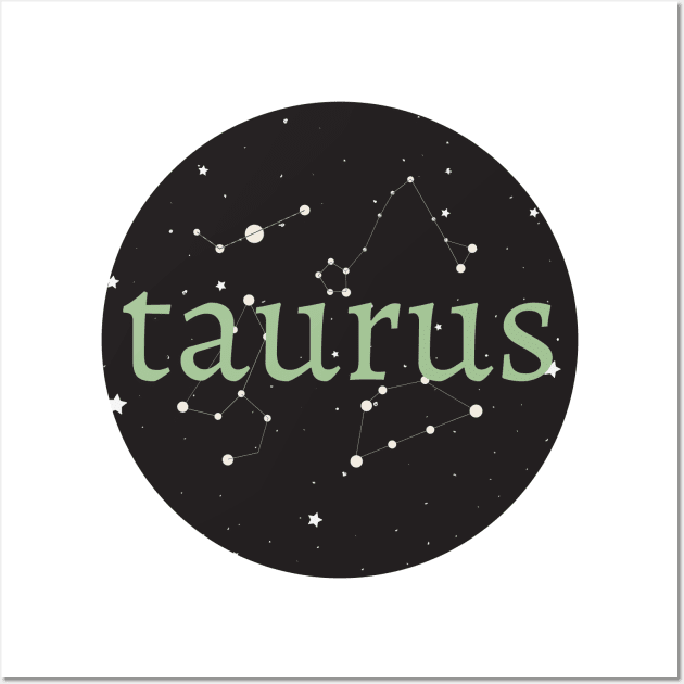 Taurus Zodiac Sign Star Circle Wall Art by magicae